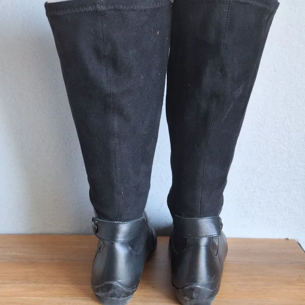 Dansko Odette Tall Leather Riding Boots Women’s 8.5 Black Zip Boots Wide Calf